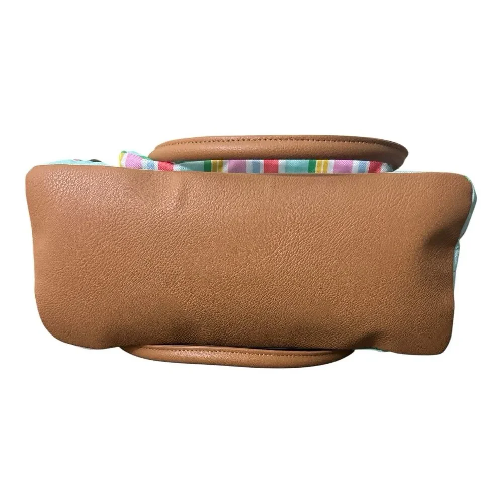Lily Bloom Maggie Satchel Sunshine Stripe Print Eco-Friendly Bag NWT